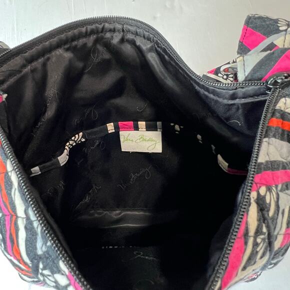 Vera Bradley Zebra Pattern Crossbody Purse & Cosmetic Bag Set Black White Pink - Picture 8 of 9